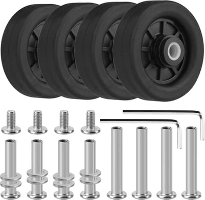 Kofferwielen Vervanging Set - Universele Wielen - Reizen - Gedempt Geluid - 50mm Diameter - Zwart