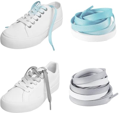 Dailygoods - 2 Paar Kleurverlopende Veters - 8 mm Platte Sneakerveters