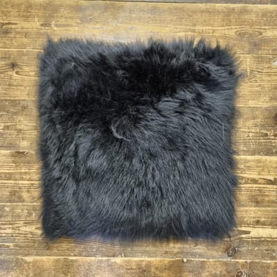 WOOOL Schapenvacht Chairpad - Australisch Zwart (38x38cm) VIERKANT - Stoelkussen - 100% Echt - Eenzijdig
