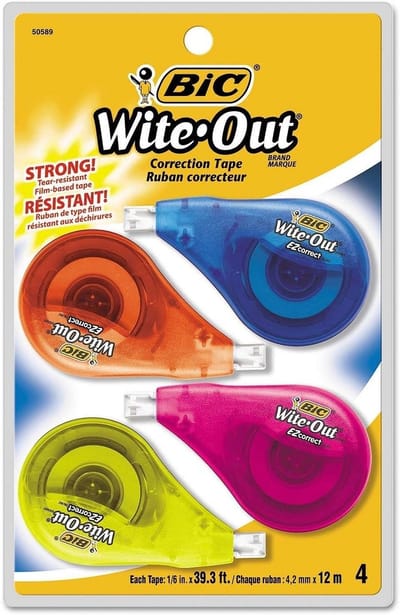 Correctie Tape - Witte Tape - Fouten Corrigeren - Scheurbestendig - 4 Stuks - Wit