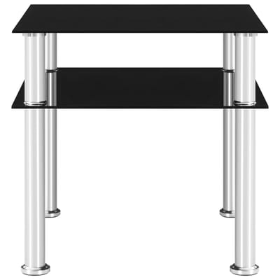 vidaXL - Bijzettafel - 45x50x45 - cm - gehard - glas - zwart