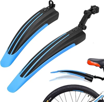 Fiets Spatbordenset - spatborden fiets - Fietsspatbord - Universeel - Antislip - Achterspatbord en bescherming voor 24, 26 en 27,5 inch trailfietsen - Stadsfietsspatbord - Eenvoudig te installeren - Blau