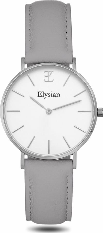 Elysian Horloge Dames Zilver - 36mm - Leren Band - 5ATM Waterdicht - Cadeau voor vrouw