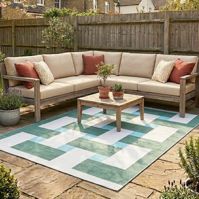 Fraai Retro buitenkleed - Pop Lines Groen - 120x170cm