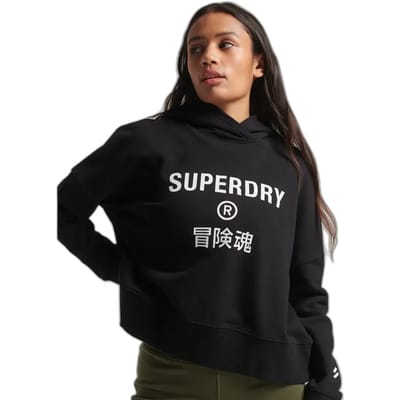 Superdry - Korte, ruimvallende Core Sport hoodie - Dames - Hoodies