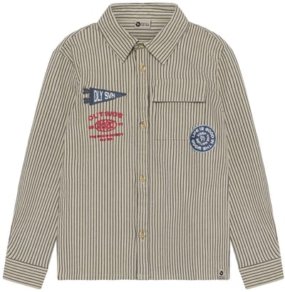 Daily7 - Shirt Longsleeve Small Stripe - Egret - Maat 80