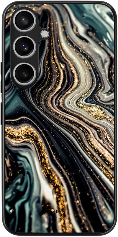 Leuke Telefoonhoesjes - Hoesje geschikt voor Samsung Galaxy A55 - Marmer swirl - Backcover zwart - Marmer - Multi