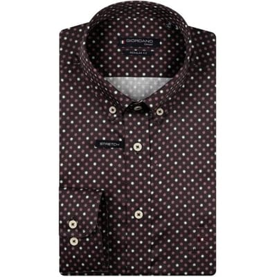 Giordano Overhemd Ivy Abstract Mini Floral Graphic Satin Stretch Button-Down Deep Mauve-Multi / male