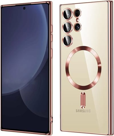Hoesje geschikt voor Samsung Galaxy S25 Ultra - Techsuit Luxury Crystal Back Cover - Geschikt voor MagSafe - Transparant/Roze