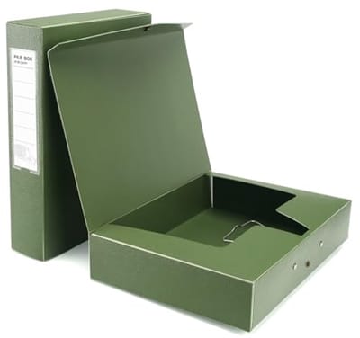 A4 Opbergdozen Archief Case - 2 Pack, 65 mm Ruggengraat, Document Opbergdozen met Metalen Clip voor Kantoor en School - Groen