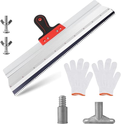 Verticale Schraper - 560 Mm - Oppervlakteschraper - Met Roestvrijstalen Getand Blad, Softgrip-Schraper En Handgreepsteun - Grote Oppervlakteschraper - Geschikt Voor Vloercoatings