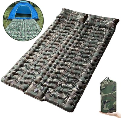 Slaapmat 2 persoons - Zelfopblazend door Ingebouwde Voetpomp - Slaapmatje - Camping Matras - Camping Bedje - Opvouwbaar Logeer Matras - Luchtbed - Luchtmatras - 2 Persoons - Camouflage