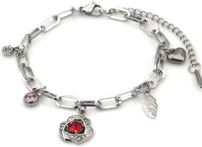 Armband - RVS - bloem - zilverkleurig - 16-21 cm