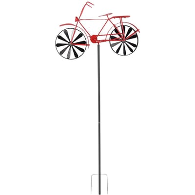 Fiets Windmolens Vintage Fiets Metalen Wind Spinner Vintage Stijl Paal Decoratie voor Tuin Rode black