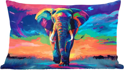 Sierkussens - Kussentjes Woonkamer - 60x40 cm - Olifant - Kleurrijk - Lucht - Abstract