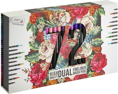 Luxe Fineliners/Brush Pens - Set - 72 stuks - Brush & Fine Liner Tip - Cadeaudoos - Craft Sensations - Hobby