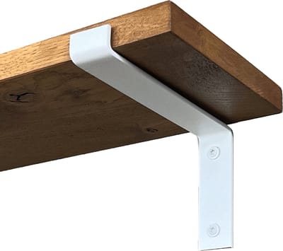 GoudmetHout® Wandplank Industrieel - 180 x 20 cm Muurplank - Donker Eiken Hout - Decoratie Wandrek & Boekenrek - Hangplank Keuken - Wall Shelf + 2 Mat Witte Plankdragers van Staal
