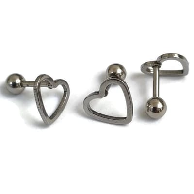 Aramat Jewels | Piercings | Zilverkleurige Helixpiercing met Open Hartje | | | |6mm | Staal | Volwassenen | Verkleurd niet