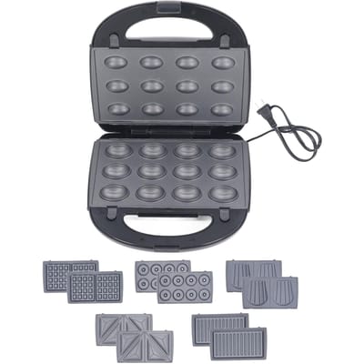 Machine à sandwich électrique, presse à panini, machine à beignets, gaufrier avec 10 plaques antiadhésives amovibles L