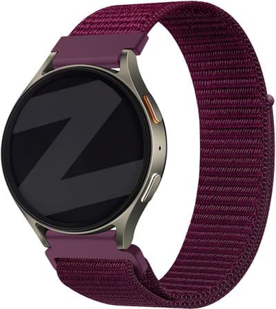 Bandz Smartwatch bandje 18mm nylon 'Easy fit' - geschikt voor Huawei Watch GT 5 Pro - 42mm / GT 5 - 41mm / GT 4 - 41mm / Watch 5 - 42mm - Fossil Gen 5e - 42mm / Gen 6 - 42mm - Withings ScanWatch Light / Steel HR - 36mm (plum)