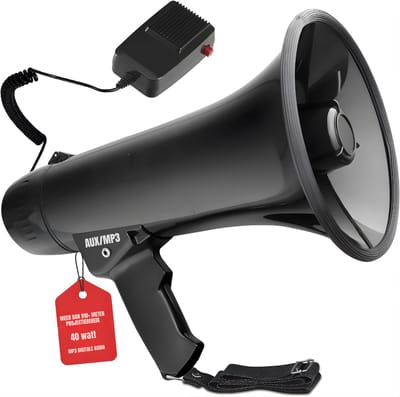 DnA® Megafoon - Megafoon met Sirene - Megafoons - Megafoon Oplaadbaar - Zwart - 24cm x 35cm x 21cm