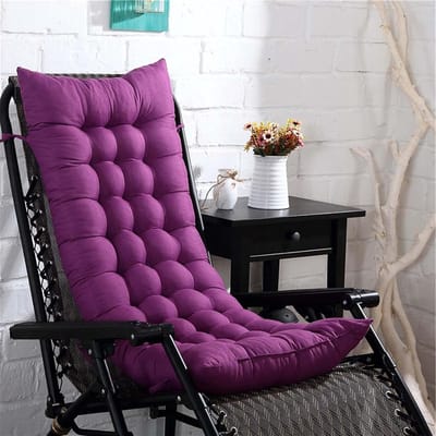 Stoelkussen Tuinstoel - Loungekussen Mat - Buiten Ontspannen - Anti-slip Bandjes - 48x155 cm - Paars