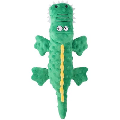 Jouet Peluche Animal de Compagnie Crocodile Sonore, Meulage des Dents et Résistant aux Morsures Mignon Dessin Animé Chien Jouet, Accessoires pour Animaux vert