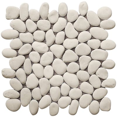 Vente-unique Mozaïektegels vloer en muur OLA van natuurlijke kiezel - Crème - Pak van 1m²