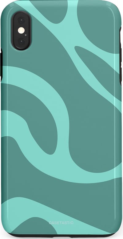 Casetastic Hoesje Geschikt voor Apple iPhone Xs Max - Stijlvolle Beschermende Duo-layer Case - Aqua Golven