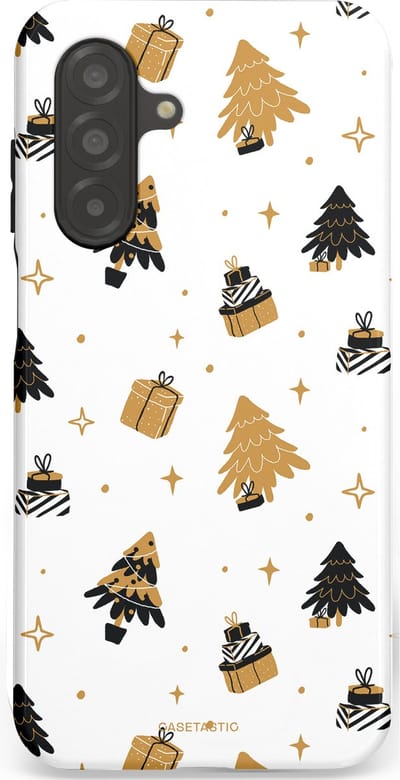 Casetastic hoesje geschikt voor Samsung Galaxy A26 - Dubbellaagse bescherming - Kerst met Cadeautjes - Fashion Case - Wit Beige Donkergrijs