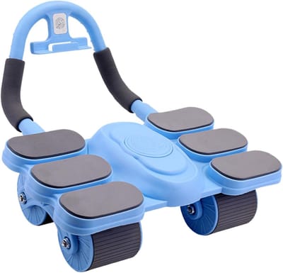 Ab Roller Wiel - Buikspier Trainer - Core Training - Automatische Terugslag - 4 Wielen - Blauw