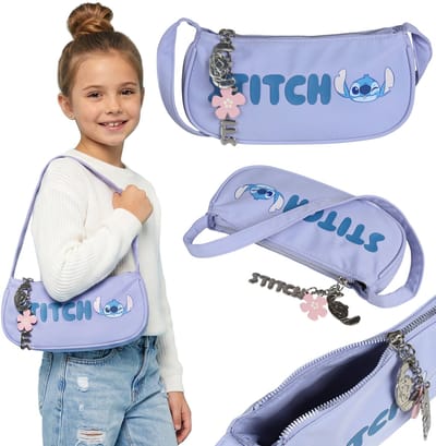 DISNEY Stitch Kleine baguette schoudertas, tas met rits, voor jongeren 24x11x4 cm