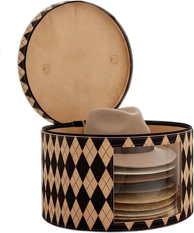 Hoedenbox Organizer - Draagtas Opberger - Kleding Opbergen - Opvouwbaar Vilt Ontwerp - 24x24x6 cm - Grijs