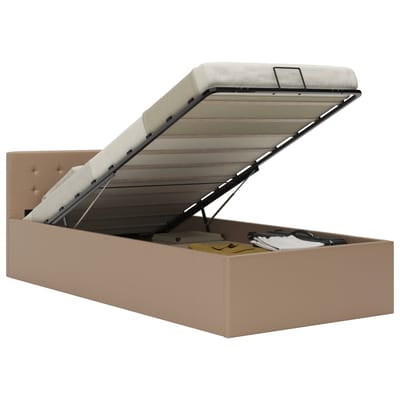 vidaXL - Bedfram - met - opslag - hydraulisch - kunstleer - cappuccino - 100x200 - cm