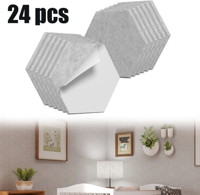 Froadp 24 Stuks 30x26cm Zelfklevende Hexagonale Akustische Panelen, Schalldempende Platen Met Hoog Dichtheid Voor Studio, Kantoor En Huis, lichtgrijs