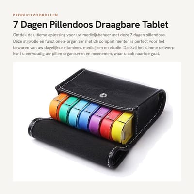 Dailygoods- Pillendoos 7 Dagen - 28 Compartimenten - Draagbare Organizer - Kunststof/PU Leer - Medicijnen - Compact Ontwerp - Medicijn Organizer