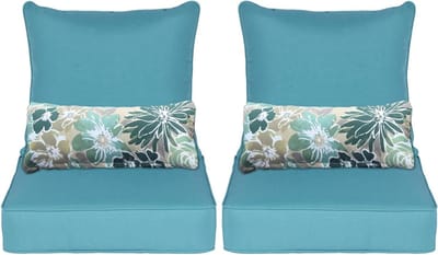 Zitkussen Set - Buitenkussens Tuinstoel - Buiten Zitten - Waterbestendige Olefine Hoes - 22 x 24 inch - Blauwgroen