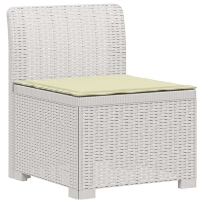 vidaXL - 3-Zits - Tu - bank - met - Kussens - Rattan - Look - PP - Wit