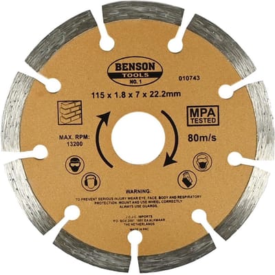 Benson Universele diamantschijf - getand - Ø 115 mm - voor beton en steensoorten
