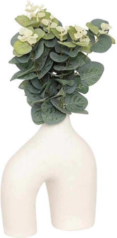 Atmosphera Kunstplant eucalyptus met keramieken vaas - 20x7x37cm - Wit