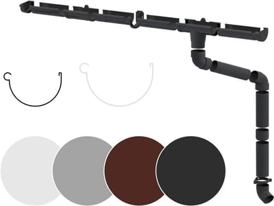 Regengoten Complete Set voor Daken tot 100m² - PVC-U Kunststof (Antraciet, 8 Meter)