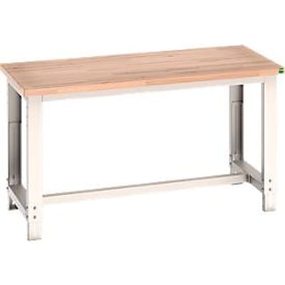 Bott cubio werkbank, handmatig in hoogte verstelbaar, beuken multiplex blad, B 1500 x D 750 x H 740-1140 mm, tot 1000 kg, lichtgrijs/antraciet