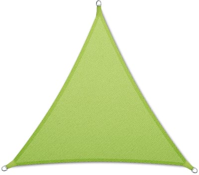 FLOORDIREKT Zonnescherm 3 x 3 x 3 m - Lichtgroen - Driehoekig - incl. bevestigingsmateriaal - Scheurvast polyesterweefsel - Waterafstotend geïmpregneerd - Zonwering