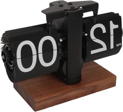 Retro Flip Down Klok - Auto Rotating Mechanische Klok voor Thuis en Kantoor Decoratie - Batterij Aangedreven Zwart Design
