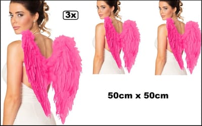 3x Engelen vleugels veren roze 50 x 50 cm - Engel | Vleugel | Kerst | thema feest | Festival | Party