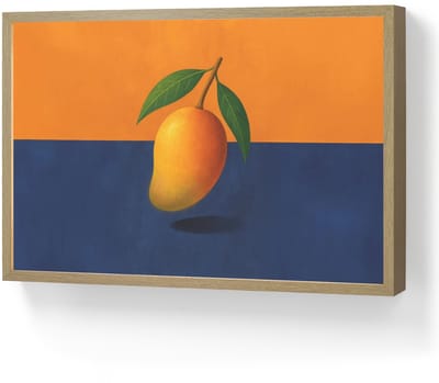 Wandlamp 60x40 cm - Oplaadbaar - Mango - Vlakken - Bladeren - Oranje - Wandlampen binnen woonkamer - Slaapkamer lamp - Decoratieve nachtlamp - Vloerlamp draadloos