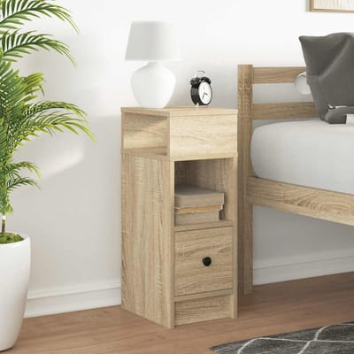 vidaXL - Nachtkastje - met - lade - 25x31x66 - cm - sonoma - eikenkleurig