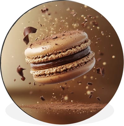 WallCircle - Wandcirkel - Muurcirkel - Chocolade - Macarons - Eten - Snoep - Aluminium - Dibond - 60x60 cm - Binnen en Buiten