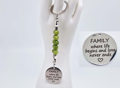 Handgemaakte Natuurstenen Sleutelhanger "Kraal Koreaanse jade "- Met metaal hanger - 8 mm diameter van de korrel- Mooie accessoire en decoratie voor de auto-Vaderdag Cadeau -Moderdag Cadeau - Cadeau vrienden