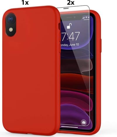 Hoesje Geschikt voor iPhone XR Soft Nano siliconen Gel Rood Hoesje Met 2X Glazen screenprotector